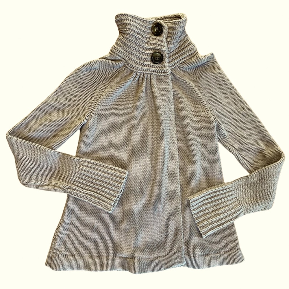 Old Navy Tan Brown Knit Sweater Long Sleeve Shirt Medium Button Up